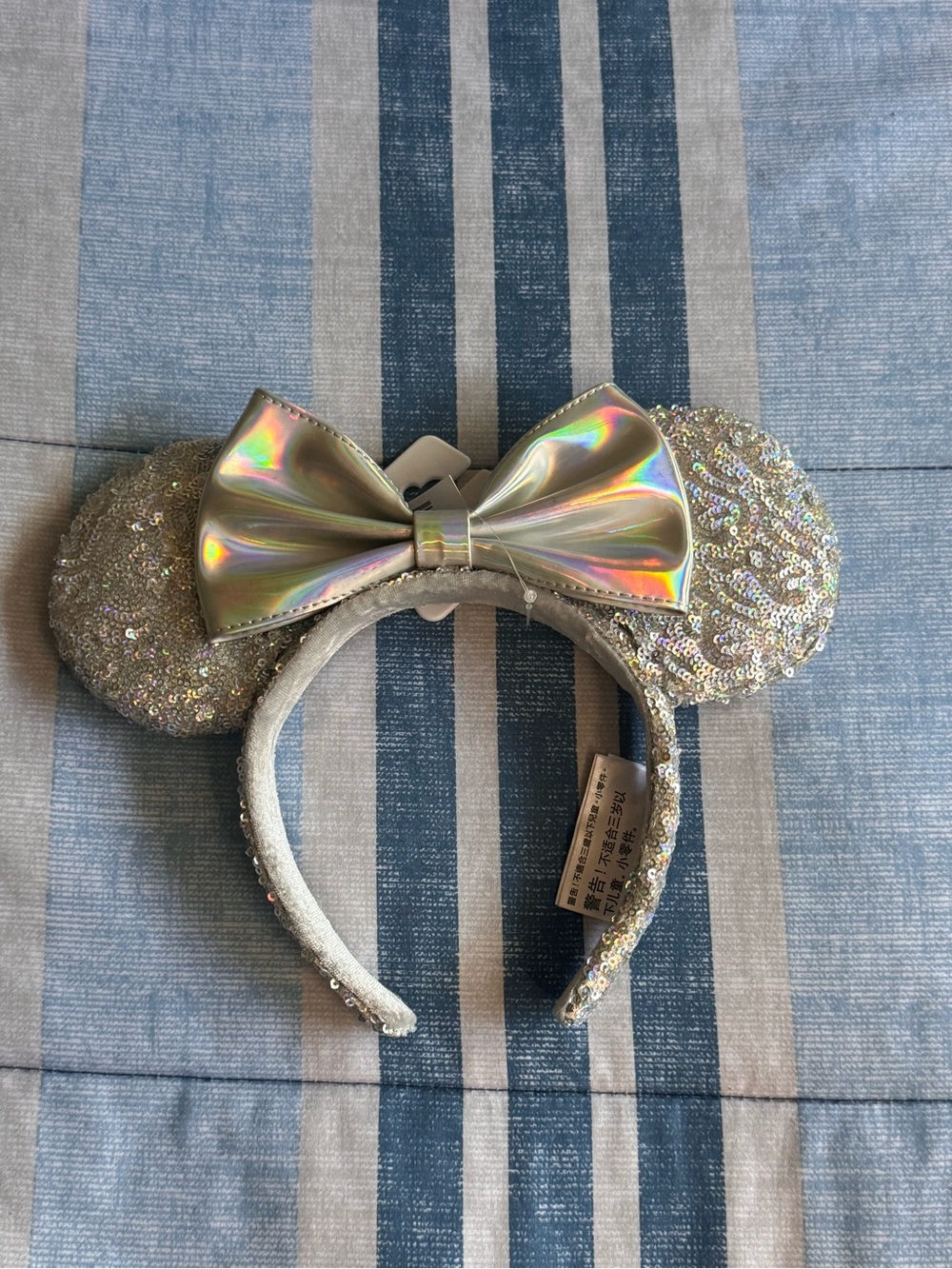 Loungefly Iridescent Bow & Silver Sequin Minnie Ear Headband